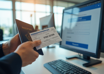 Main tenant un billet d avion et un passeport à l aéroport