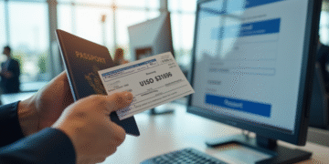 Main tenant un billet d avion et un passeport à l aéroport