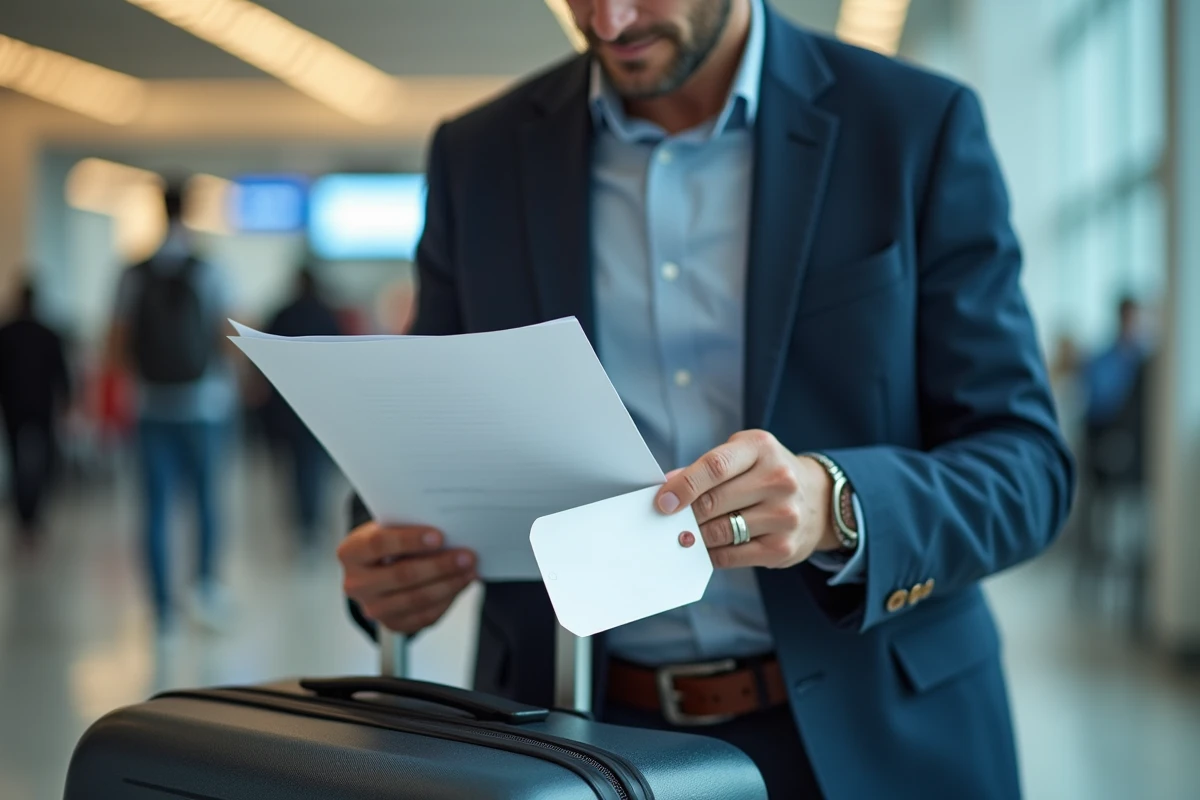 Homme triant ses documents de voyage à l