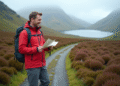 Homme randonneur avec carte dans les Highlands écossais