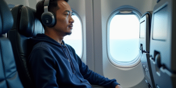 Homme asiatique voyageur dans un avion moderne